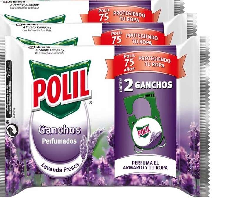 X3. POLIL Raid Gancho Perfumado Lavanda Fresca, Perfuma el Armario y Protege tu Ropa, 2 Unidades.