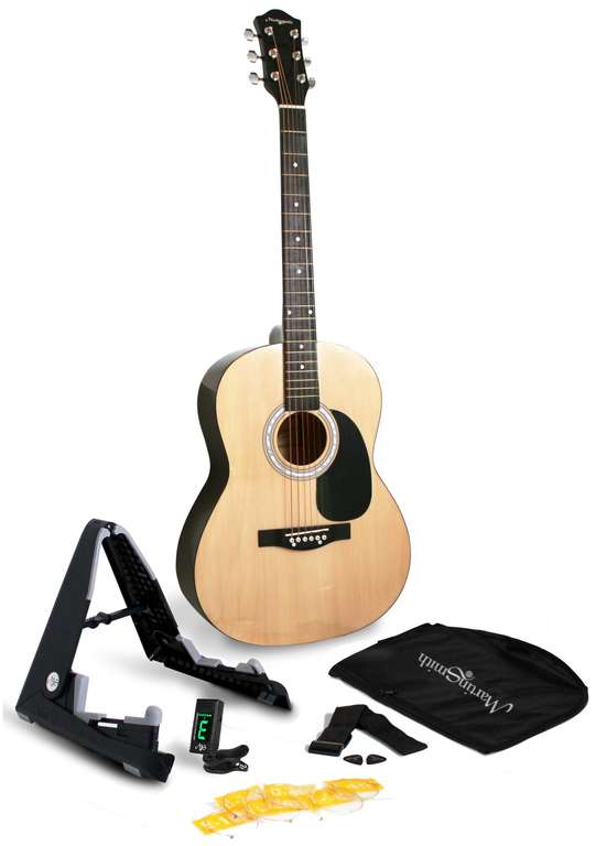 Martin Smith Kit de Guitarra Acústica con Soporte, Afinador y Funda (Reacondicionado - Como Nuevo)