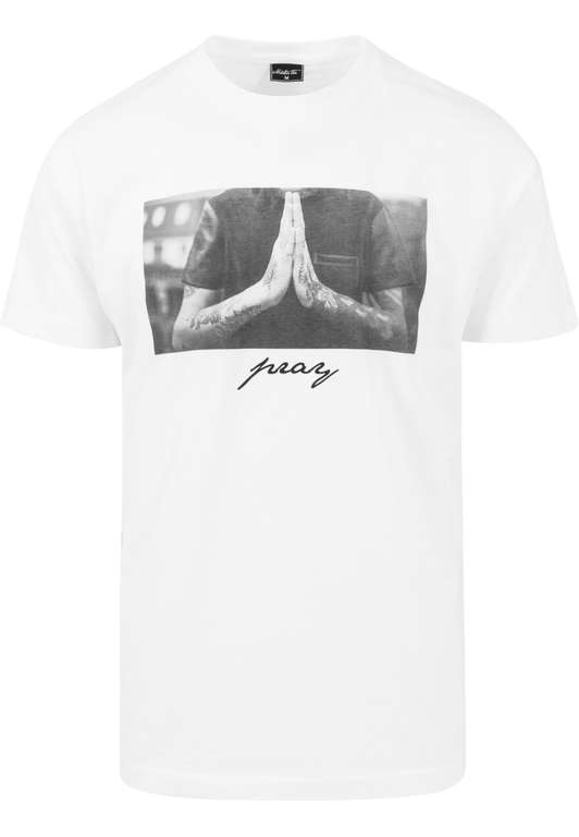 Mister Tee Camiseta Pray de Mangas Cortas para Hombre con Estampado Frontal, Moda Urbana Callera, en Algodón, Distintos Colores