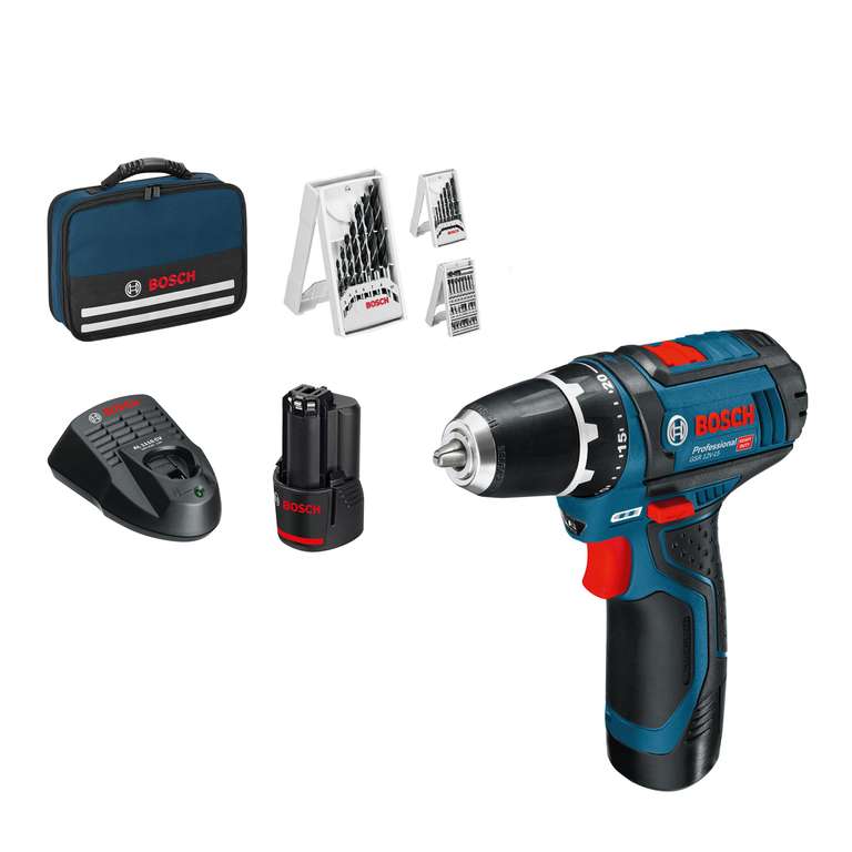 Bosch Professional 12V System Atornillador a batería GSR 12V-15 |2 Baterias + Cargador + SET 39 Accesorios + Maletin Lona|Reventa-Como Nuevo