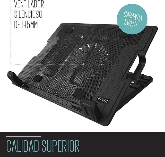 EWENT EW1258 - Soporte para ordenador portátil 17" con sistema de refrigeración y selección de angulo de vista