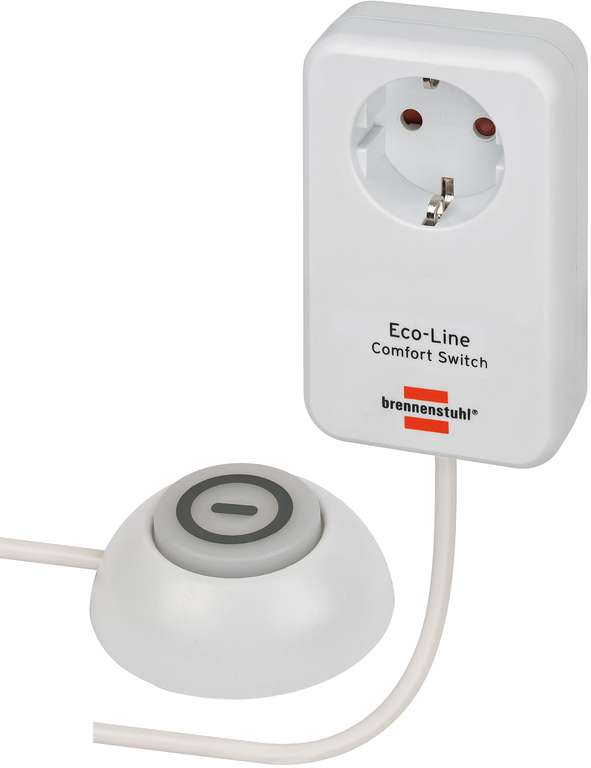Brennenstuhl Eco Line Comfort Switch Adapter EL CSA 1 (Toma de Corriente con Interruptor de Mano/pie Iluminado, Cable de 1,5 m)