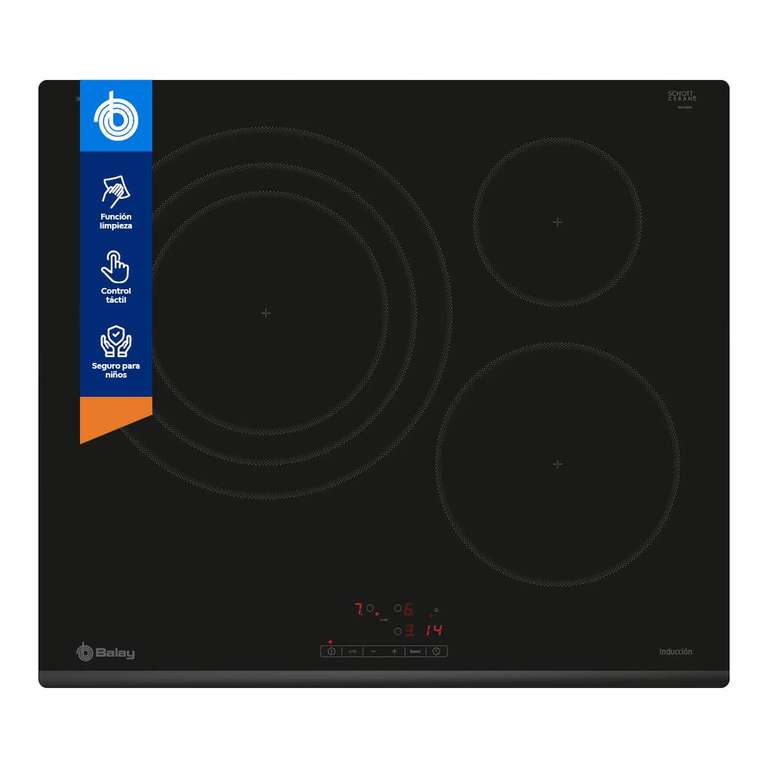 Balay - Placa de inducción, 60 cm de ancho, Negro