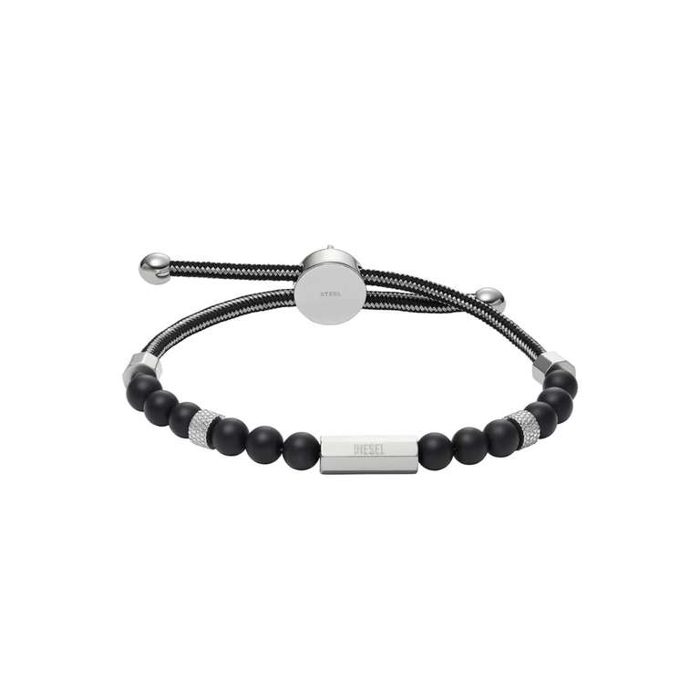 Diesel Pulsera de hombre de cuentas semipreciosas con cierre deslizante