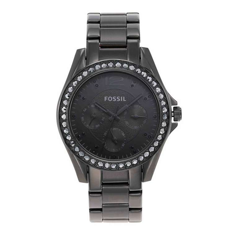 Fossil Riley Reloj para Mujer, Movimiento cronógrafo con Correa de Acero o Piel
