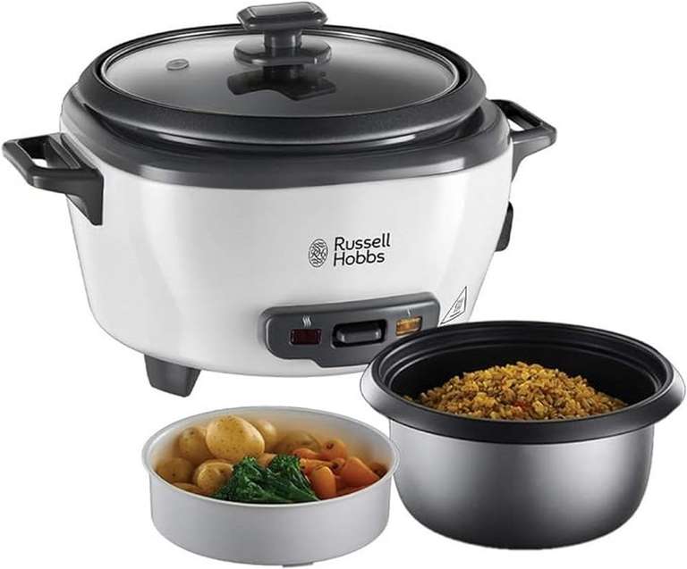 Arrocera Russell Hobbs 27030-56, hasta 6 raciones, función mantener caliente, cestillo vapor y tapa apta para lavavajillas