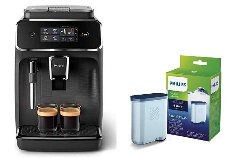 PHILIPS EP2220/10 Cafetera superautomática, Acero Inoxidable, Negro Mate + CA6903/10 Filtro de Agua Aquaclean para Máquinas Automáticas
