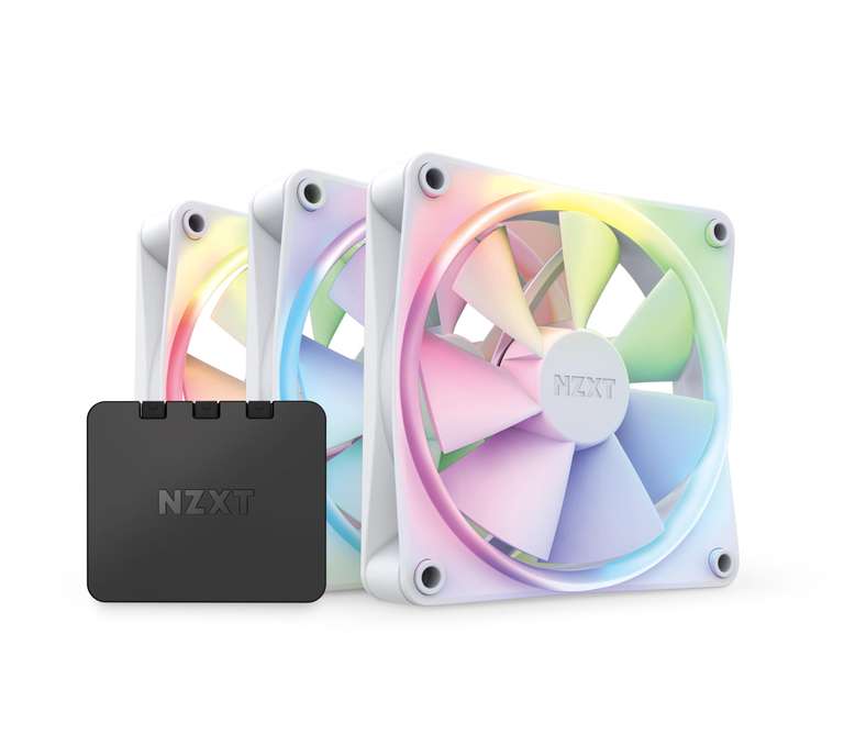 NZXT F120 RGB Fans - RF-R12TF-W1 - Advanced Lighting Customization - Whisper Quiet Cooling - Triple