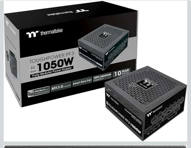 Thermaltake Toughpower PF3 1050W Gen 5 | ATX 3.0 | PCIe Gen 5 Ready | Smart Zero Fan | 80 Plus Platinum | Fully Modular