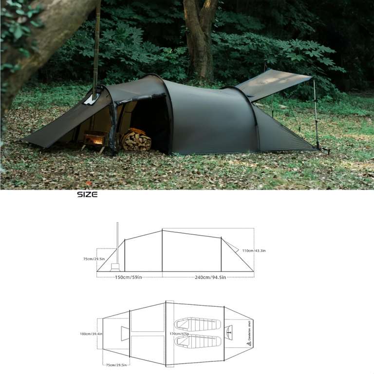 Tienda de campaña de Invierno, Tienda de campaña para 4 Estaciones, para dos