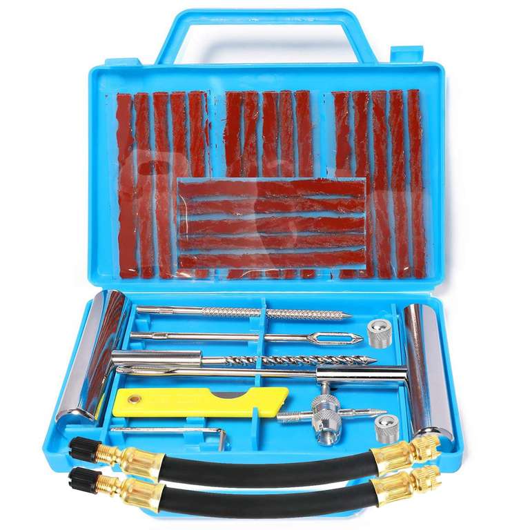 Kit de reparación de pinchazos de 32 Piezas para Coche, Moto, Tractor, Caravana
