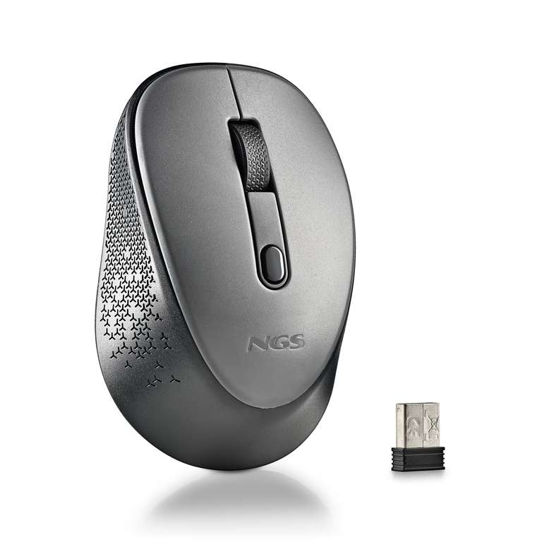 NGS Dew Gray – Ratón Óptico Inalámbrico, Ratón Ergonómico, Ratón Inalámbrico Silencioso para Portátil, Alta Precisión con Nano Receptor,