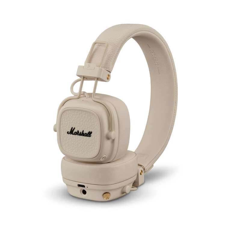 Auriculares Supraaurales Marshall Major V (Bluetooth, +100h Batería, Carga Inalámbrica, Botón M, Plegables, Crème)