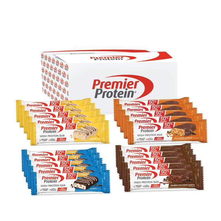 Pack de 20 barritas proteicas Premier Protein 50% (Box Variado 20x40g) - Low Sugar y Low Carb