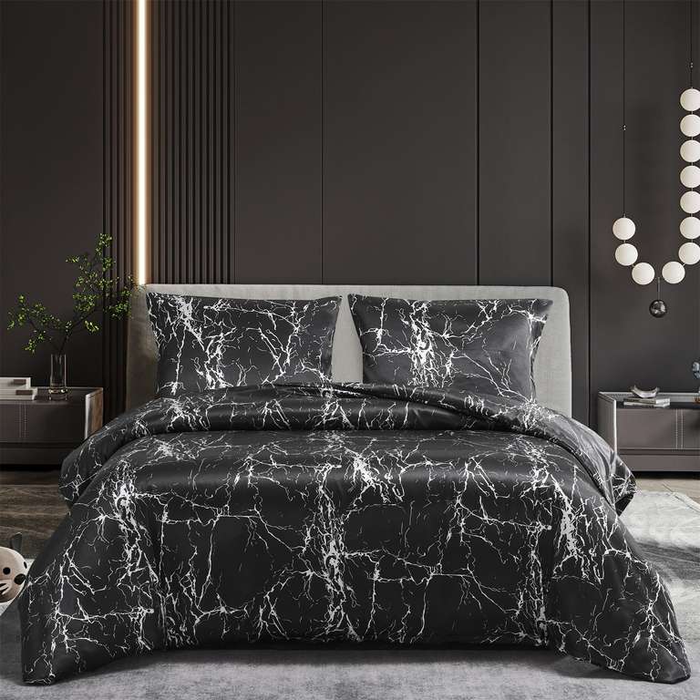 Juego Ropa de Cama Satén Marmol Reversible 155x200cm