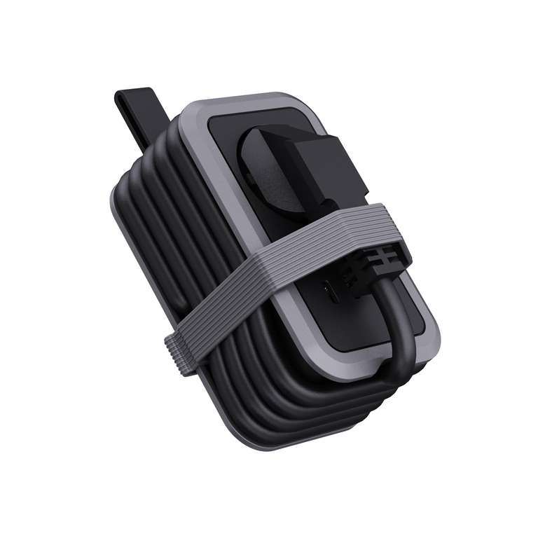 Regleta Portátil de Viaje, 1 Toma, 1 USB‑A y 2 USB‑C con Cable Enrollable