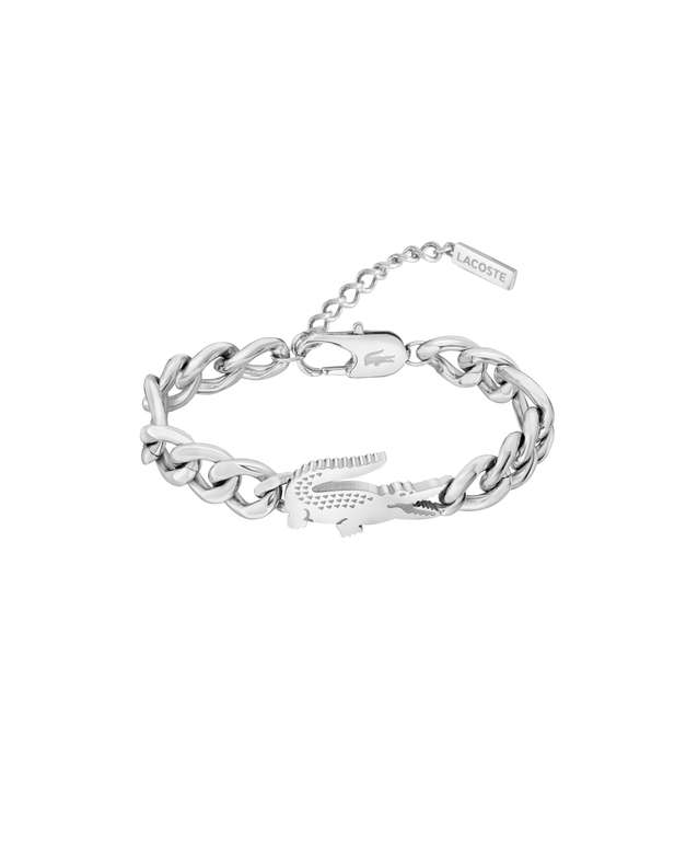 Lacoste Pulsera de Cadena Para Hombre y Mujer Colección CROCODILE en Acero Inoxidable con un Charm en forma de Cocodrilo,versión Oro o Plata