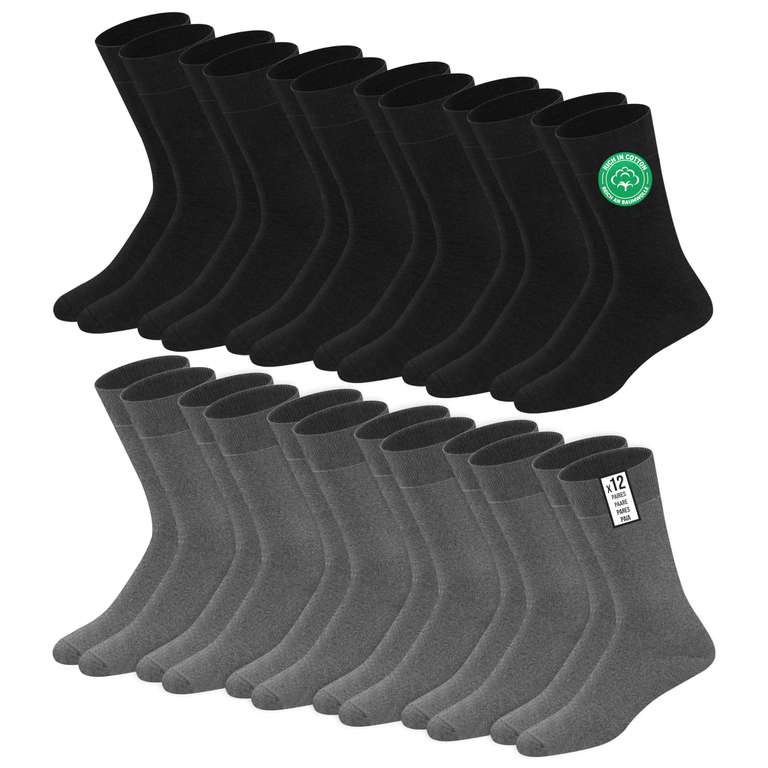 SOXCO calcetines de algodón para hombre hasta la pantorrilla, Paquete de 12 Pares