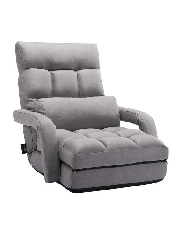 VEVOR Sillón de Suelo con 5 Posiciones Ajustables y Respaldo, Sillón Plegable con Reposabrazos,Sofá Cama con Cojín de Respaldo