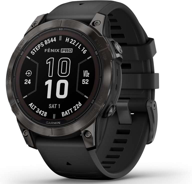 Garmin Fénix 7S Pro Solar GPS NFC 42mm MIP Gris Correa Negra Resistencia Agua 10ATM SpO2. REACONDICIONADO EXCELENTE.