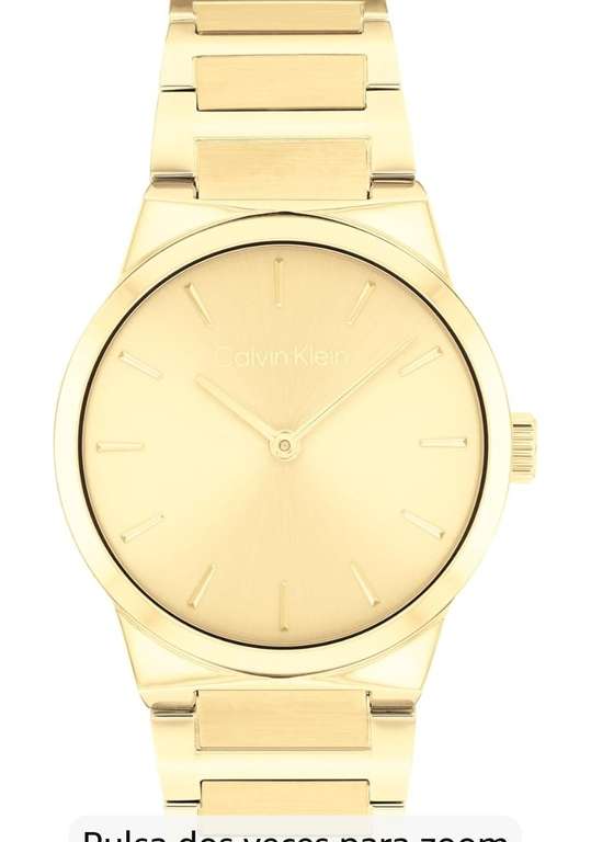 Calvin Klein Reloj de Movimiento de Cuarzo de 2 Manecillas para Mujer Colección CK Linear Elegance con Correa de Acero InoxidableBicolor