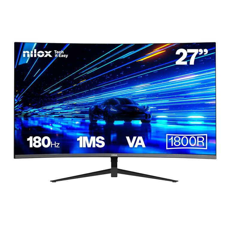 Nilox NXM27FHD18001 Monitor Curvo 27", VA, Pantalla Gaming 180Hz