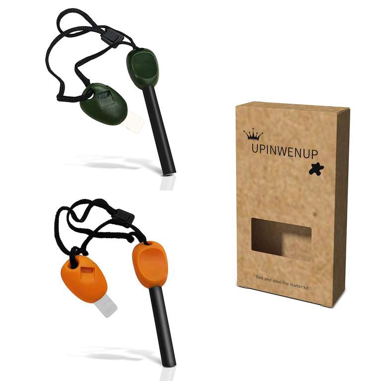 X2 Kit de iniciación de fuego, pedernal y acero; herramienta de emergencia para viajes, camping, senderismo