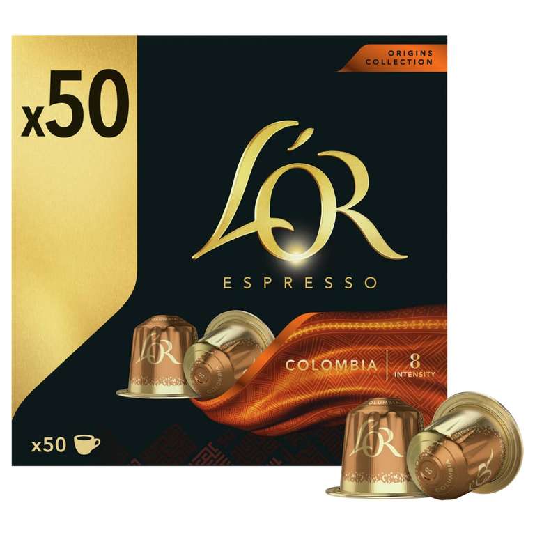 50 cápsulas L'OR Espresso Café Colombia | Intensidad 8, Compatible con máquinas Nespresso