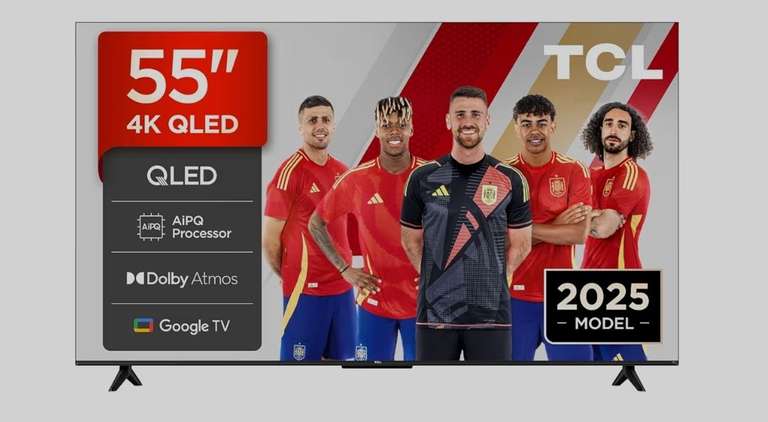 TCL 55T69C TV 55" QLED 4K Smart TV, Game Master 120Hz, Dolby Vision y Atmos, VRR/ALLM, HDMI 2.1, Google TV, Motion Clarity, Alexa/Google A.