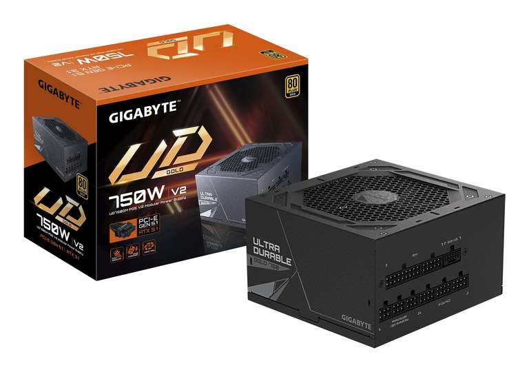 GIGABYTE UD750GM PG5 V2 Fuente de Alimentación – PCIe Gen 5.1, 80 Plus Gold, Diseño Completamente Modular, Ventilador de 120 mm
