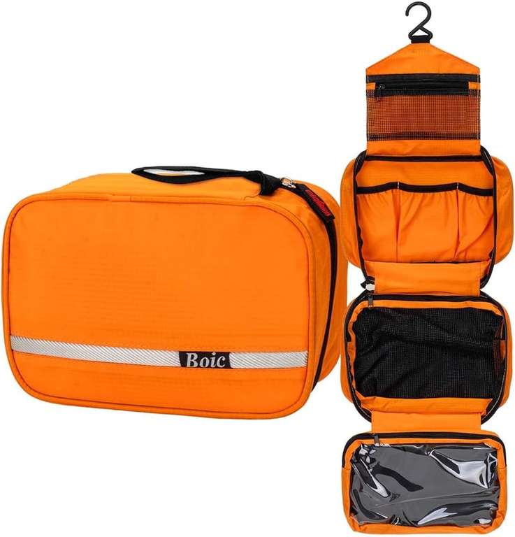 Neceser De Viaje, Neceser Colgante Grande para Hombre Y Mujer, Bolsa De Aseo Impermeable, Neceser Plegable con 4 Compartimentos