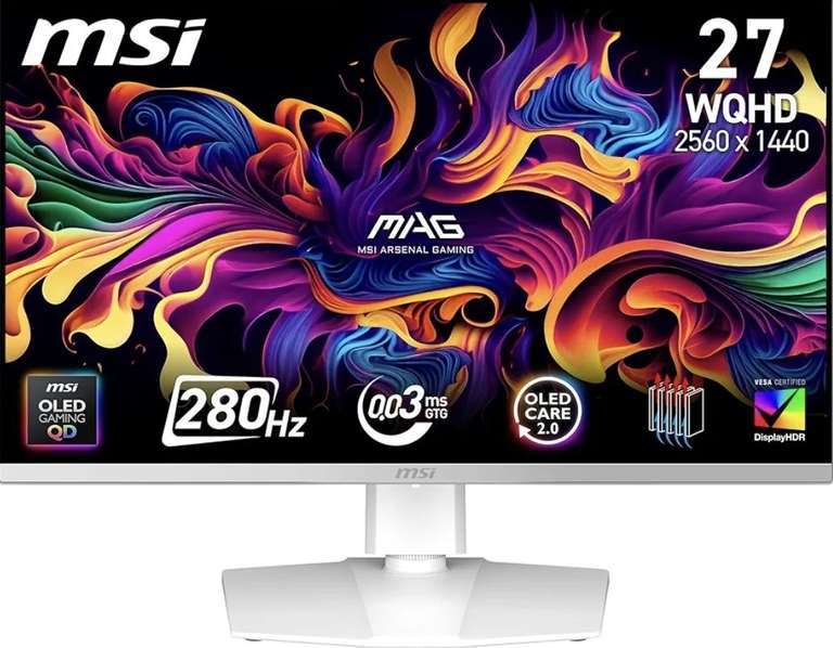 MSI mag 272QPW QD-OLED X28 27-Inch WQHD, Monitor Gaming, 2560x1440 Quantum Dot OLED Panel, 280Hz