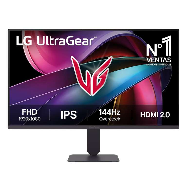 LG 24G411A-B - Monitor Gaming Ultragear 23,8", IPS Full HD, 16:9, 144Hz, 1ms, G-Sync y FreeSync, HDR10, Pivotable, Altura Ajustable, Negro