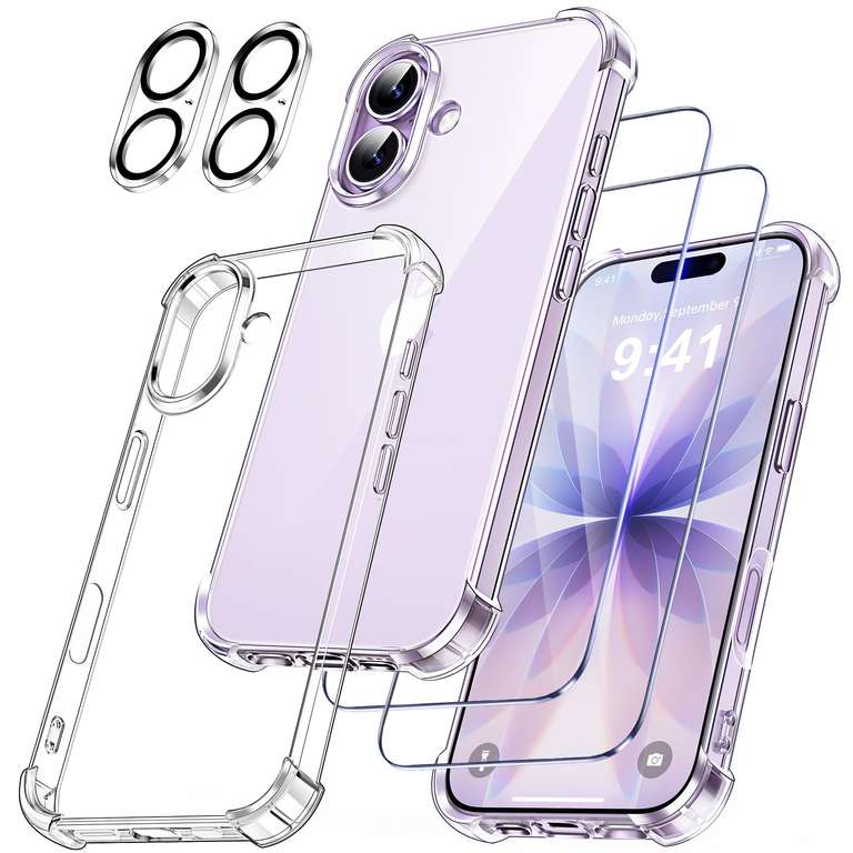 5 en 1 Funda para iPhone 17 con 2 Protector Pantalla y 2 Protector Lente Cámara