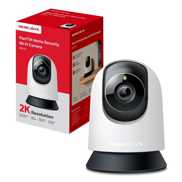 MERCUSYS MC210 2K 3MP Internal Wi-Fi Camera, 360° Surveillance Camera, Night Vision, 2-Way Audio, Motion Detection/Notifications/Alarm
