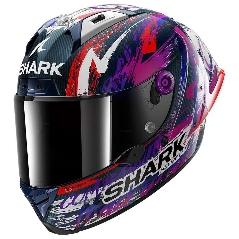 SHARK, Casco Moto Integral AERON GP FIM Replica ZARCO SIGNATURE Carbon White Violet DWV