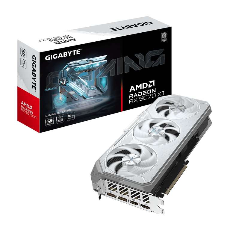 GIGABYTE Radeon RX 9070 XT Gaming OC Ice 16G Tarjeta Gráfica - 16GB GDDR6, 256bit, PCI-E 5.0, 3060 MHz Frecuencia del núcleo,m