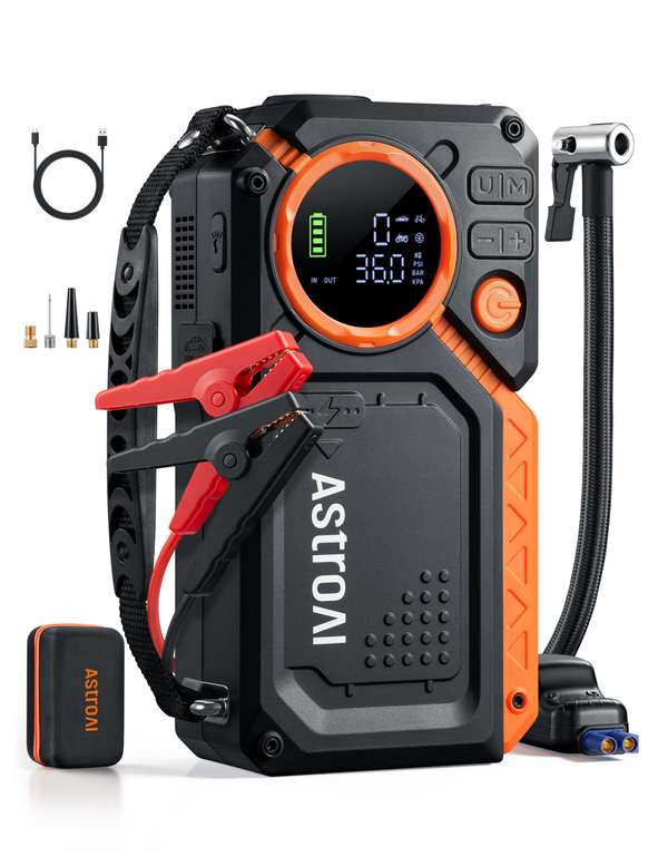 AstroAI Arrancador de Batería de Coche 8000A con Compresor Aire