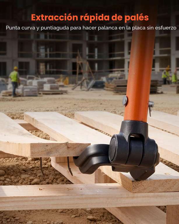 Herramienta de Demolición de Palés, Mango de Acero al Carbono de 1,1 m, Capacidad de Peso de 907 kg