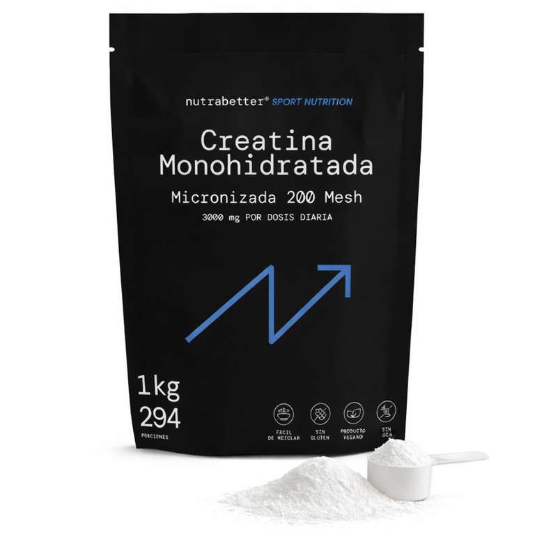 Creatina Monohidratada en Polvo 1kg/294 Dosis -200 MESH, 100% Monohidrato de Creatina Micronizada Sin Sabor,Vegana,Sin Estearato de Magnesio