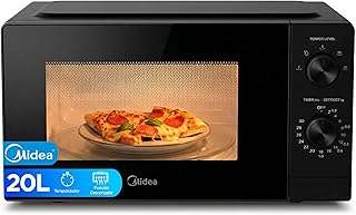 Midea Microondas 20 litros y 700 W de potencia - Microwave - Horno Microondas Negro de Sobremesa con Plato Giratorio, Función Descongelación