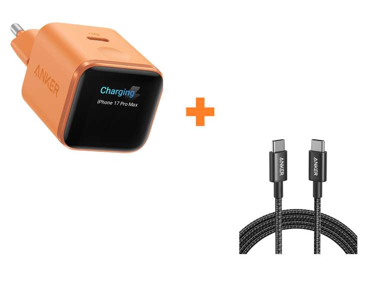 Anker Nano Cargador USB C 45W Inteligente para iPhone + Cable 1.8m USB C 100W