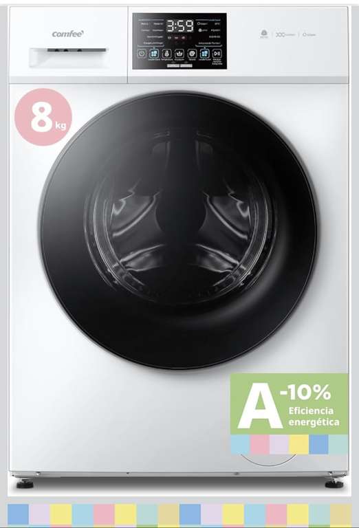 COMFEE' CFP03EW80W-HL Lavadora 8 kg de carga, Clase A -10%,