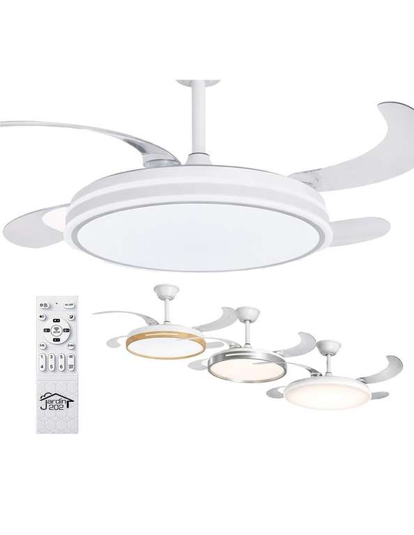 Ventilador de techo, con aspas retráctiles y luz LED regulable